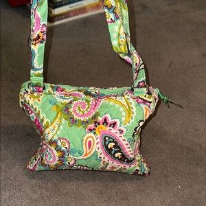 Vera Bradley Green and Pink Paisley Shoulder Bag